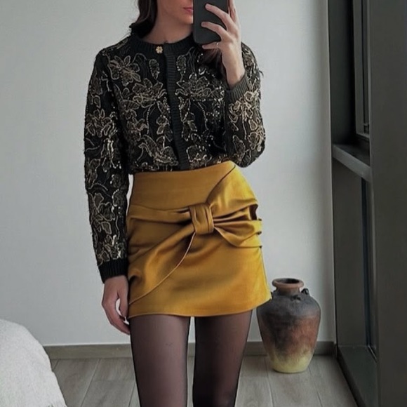 Zara | ZW COLLECTION SATIN BOW SKIRT - Picture 14 of 16